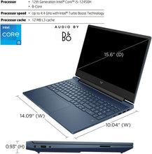 Load image into Gallery viewer, HP Victus 15.6 i5 Gaming Laptop, 15.6&quot; FHD 1920*1080 144Hz, Intel Core i5-12450H, NVIDIA GeForce RTX 3050, 32GB RAM, 1TB SSD, Backlit KB, Touchpad, SD Card Reader, Webcam, HDMI, Wi-Fi 6, W11 H, Blue
