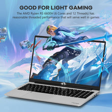 Load image into Gallery viewer, NIMO 15.6&quot; IPS FHD-Gaming-Laptop, 6 Cores AMD Ryzen 5 6600H 32GB DDR5 RAM 1TB SSD (Beat i7-1165G7 up to 4.5GHz) 660M 6nm GPU-Computer with 100W Type-C Backlit Keyboard, Fingerprint
