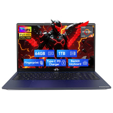 Load image into Gallery viewer, NIMO 15.6&quot; IPS FHD-Gaming-Laptop, 6 Cores AMD Ryzen 5 6600H 32GB DDR5 RAM 1TB SSD (Beat i7-1165G7 up to 4.5GHz) 660M 6nm GPU-Computer with 100W Type-C Backlit Keyboard, Fingerprint
