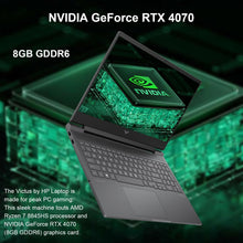 Load image into Gallery viewer, HP Victus 16.1 Ryzen 7 RTX 4070 Premium Gaming Laptop, 16.1&quot; FHD 144Hz, AMD Ryzen 7 8845HS (Beats i7-1355U), NVIDIA GeForce RTX 4070, 64GB DDR5 RAM, 2TB SSD, HDMI, Wi-Fi 6, Windows 11 Pro
