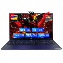 Load image into Gallery viewer, NIMO 15.6&quot; IPS FHD-Gaming-Laptop, 6 Cores AMD Ryzen 5 6600H 32GB DDR5 RAM 1TB SSD (Beat i7-1165G7 up to 4.5GHz) 660M 6nm GPU-Computer with 100W Type-C Backlit Keyboard, Fingerprint
