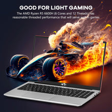 Load image into Gallery viewer, NIMO 15.6&quot; IPS FHD-Gaming-Laptop, 6 Cores AMD Ryzen 5 6600H 32GB DDR5 RAM 1TB SSD (Beat i7-1165G7 up to 4.5GHz) 660M 6nm GPU-Computer with 100W Type-C Backlit Keyboard, Fingerprint
